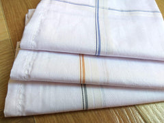 Kuber Industries Lining Design 100% Cotton Premium Collection Handkerchiefs Hanky for Men, Set of 3 (White)