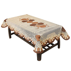 Kuber Industries Cotton Floral Rectangular 4 Seater Centre Table Cover| Size 150 x 100 x 1 CM (Brown)