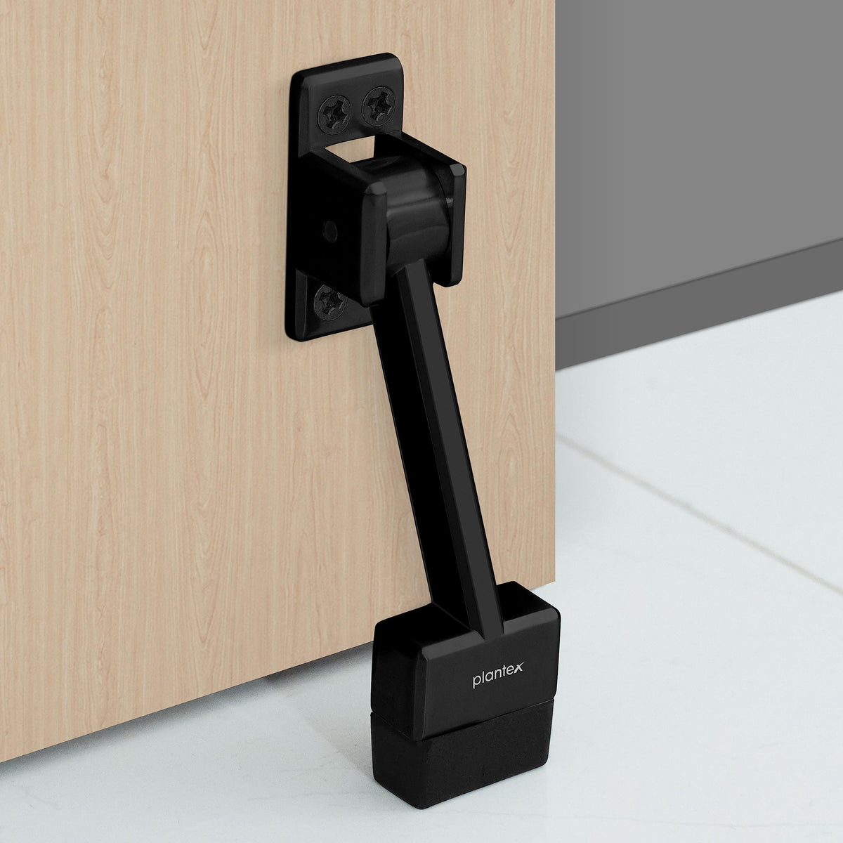 Plantex Heavy Duty 5 inch Kick Down Door Stopper with Strong Rubber Grip for Tile/Vinyl/Hardwoods/Carpet Floor for Home and Office Doors - Pack of 1 (Black)