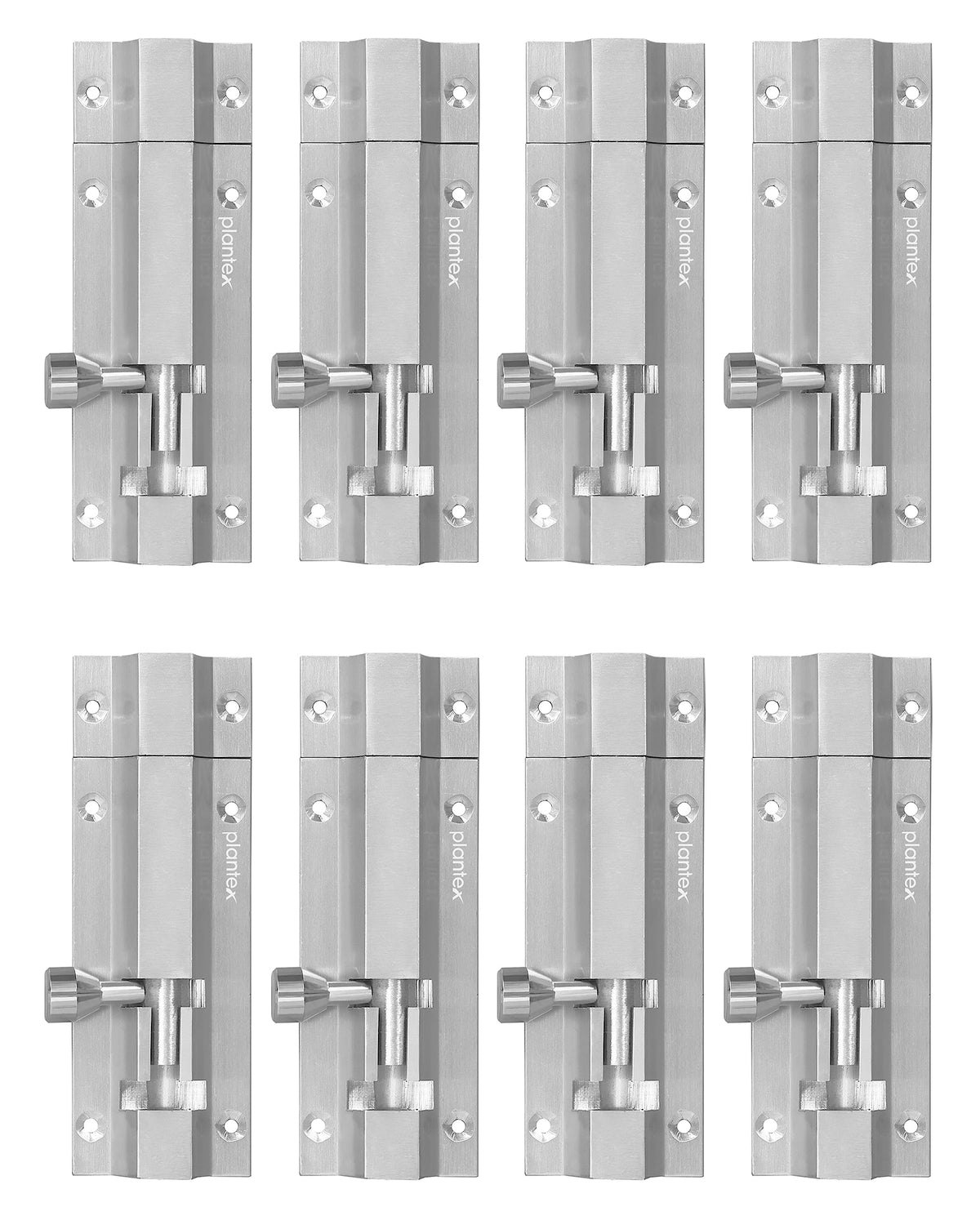 Plantex Smooth Tower Bolt for Doors and Windows Safety - 4-inches Long (Pack of 8)