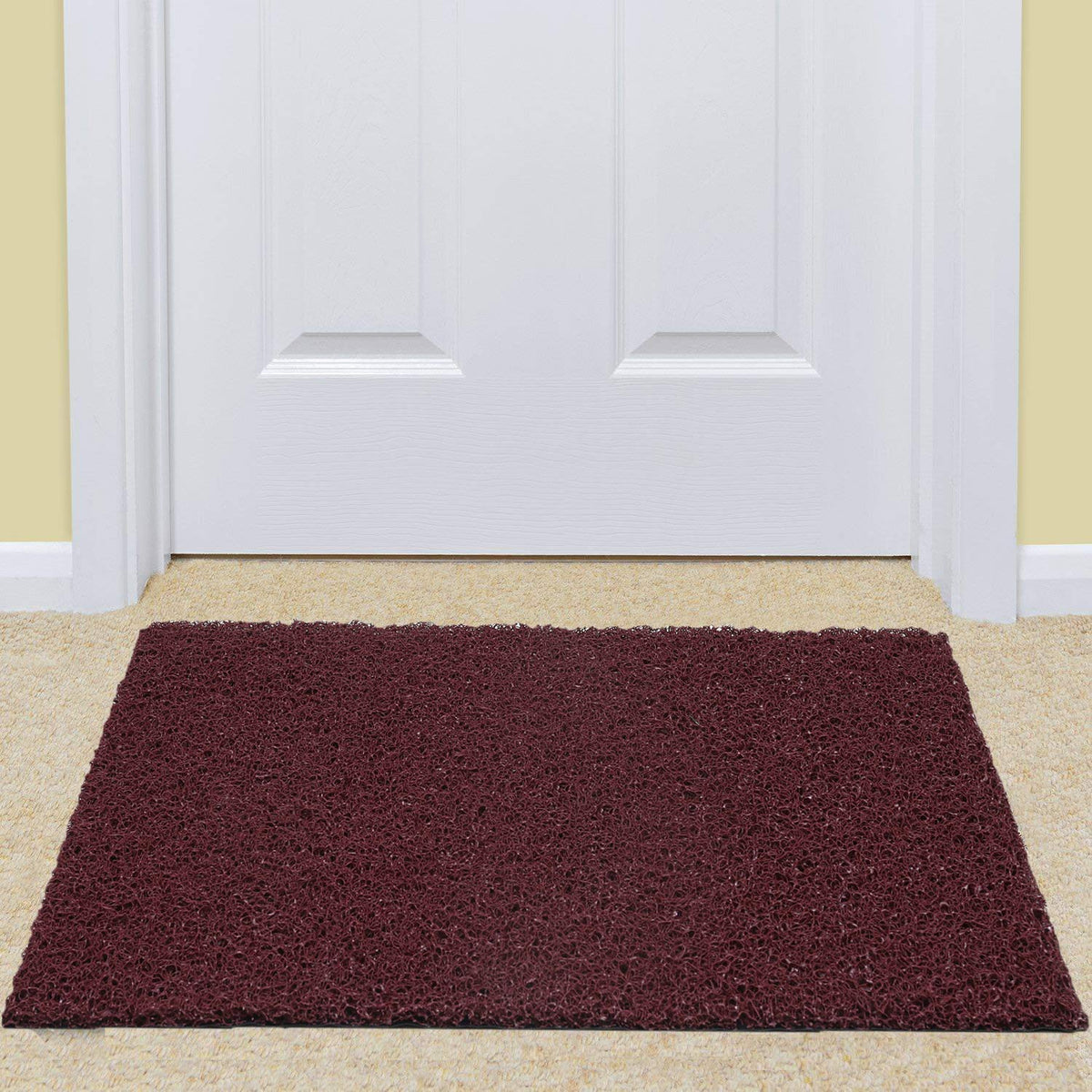 Kuber Industries Modern Door Mat (Red, Maroon, PVC, Standard)