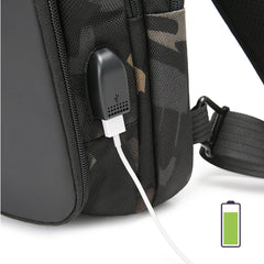 The Clownfish Unisex-Adult Nylon Waterproof Anti Theft Single Crossbody External USB Interface Single Shoulder Chest Pack Bag (Camo)