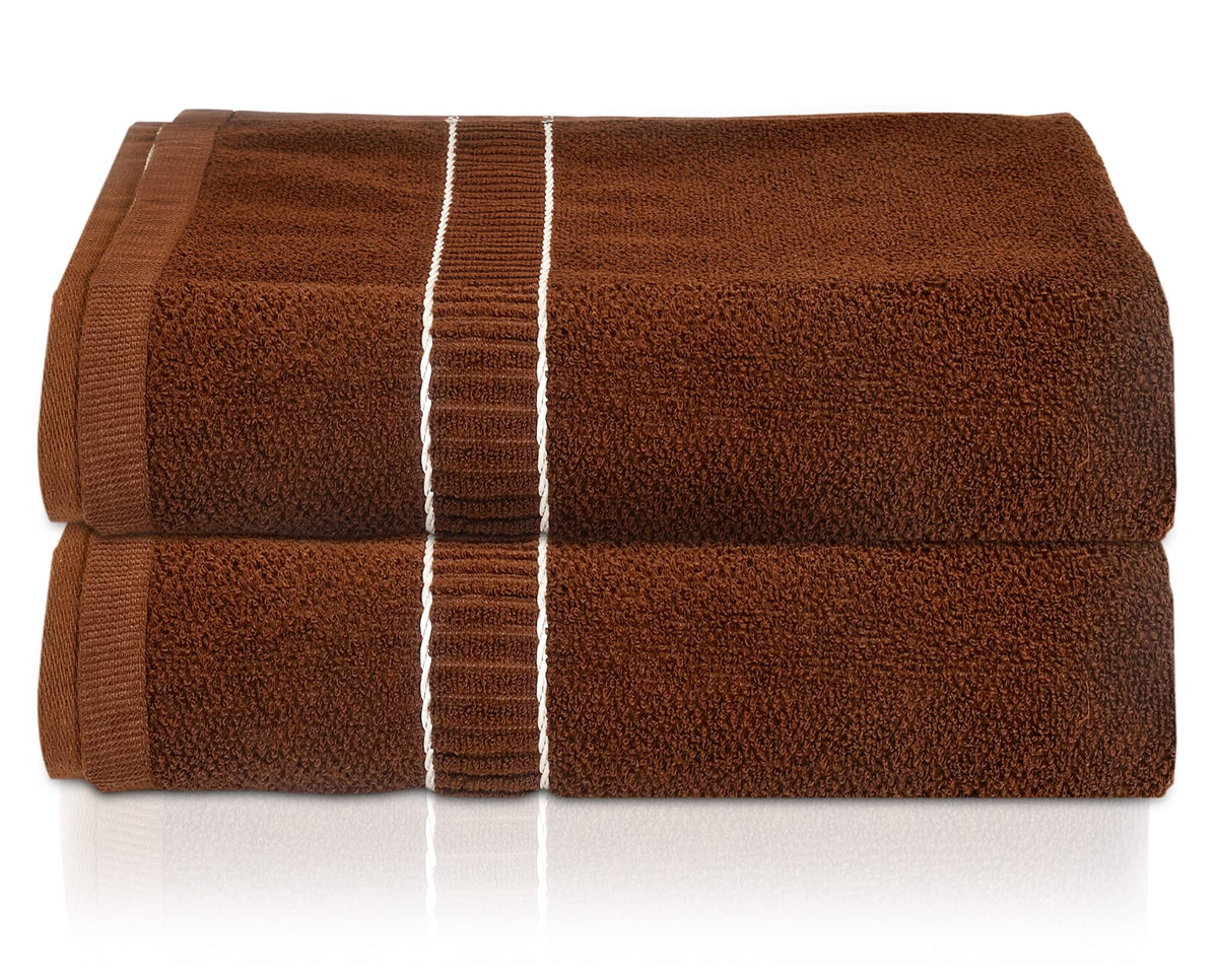 Kuber Industries Premium Design Luxurious, Soft Cotton Bath Towel, 30"x60"- Pack of 2 (Dark Brown)-HS_38_KUBMART21381