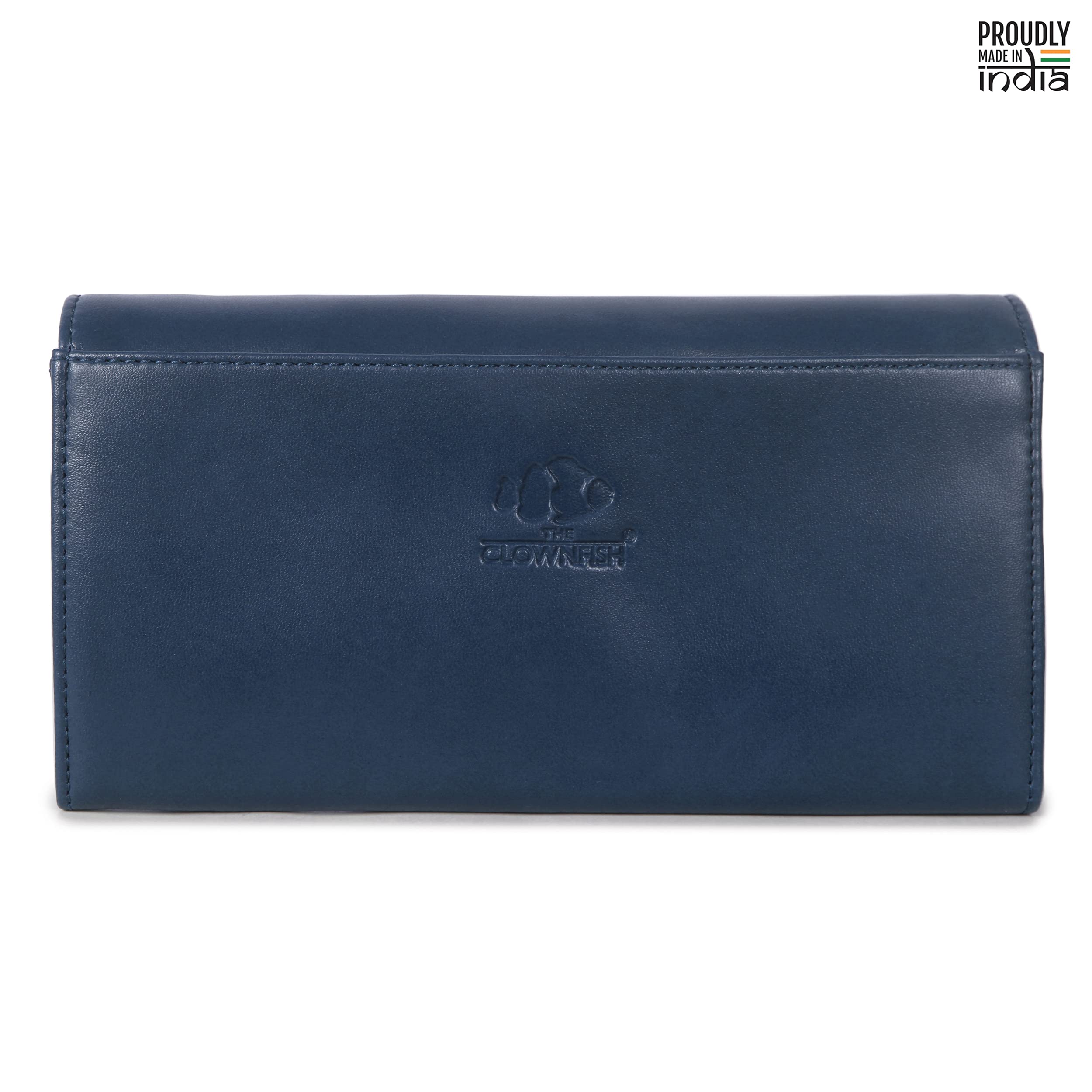 The Clownfish Gracy Collection Womens Wallet Clutch Ladies Purse with Multiple Card Slots (Navy Blue)