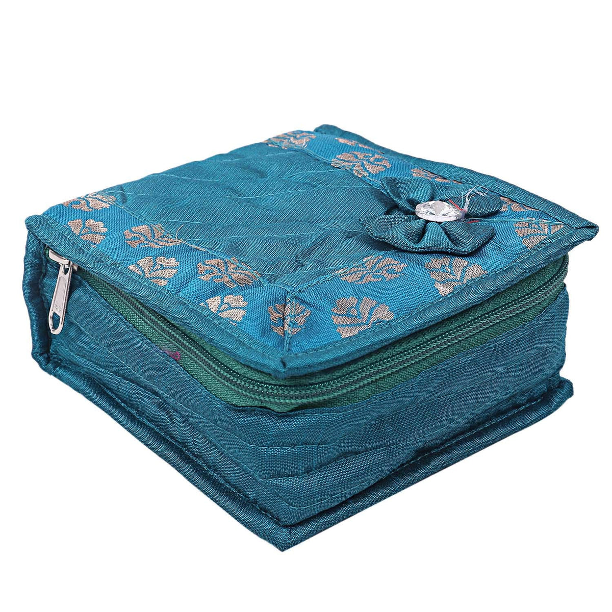 Kuber Industries Small Bow Design Cotton Jewellery Kit (Green)-CTKTC25680