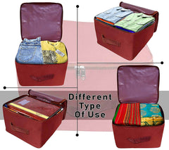 Heart Home Small Size Multi-Purpose Storage Bag/Wardrobe Organizer- Pack of 2 (Maroon)-HS_38_HEARTH21323