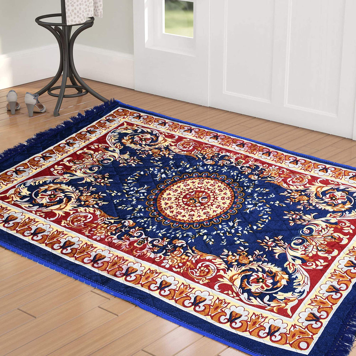 Kuber Industries Superfine Velvet Carpet (Blue, Standard, 4 x2 Feet, HS_36_KUBMART018360)