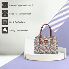 THE CLOWNFISH Montana Series Handbag for Women Office Bag Ladies Purse Shoulder Bag Tote For Women College Girls (Dark Brown-Floral)