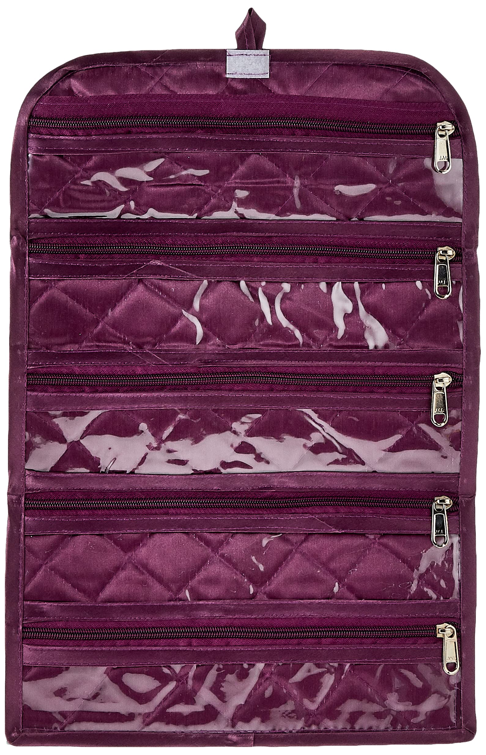 Kuber Industries™ Foldable Payal kit Travel Toilerty Bag |Travelling Organiser|Quilted Satin Material (Purple)