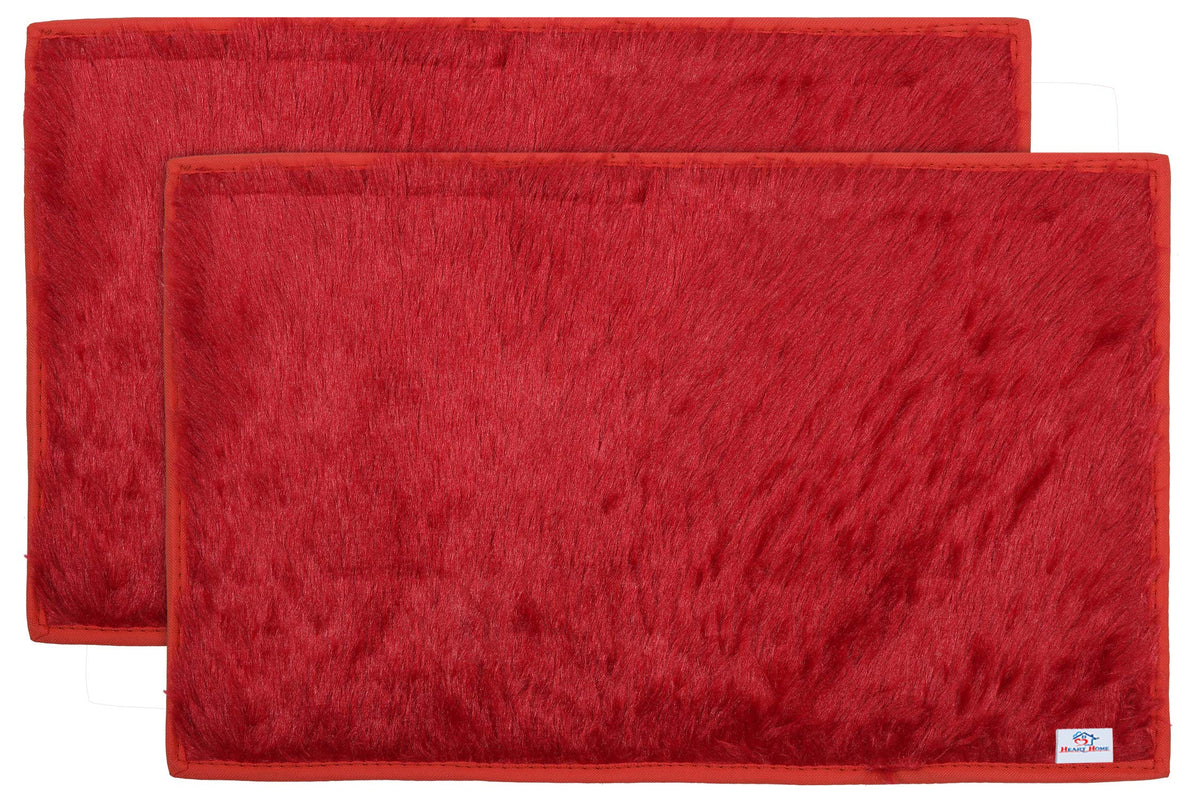 Heart Home Door Mat (Red, Microfiber, 56x37 cm)