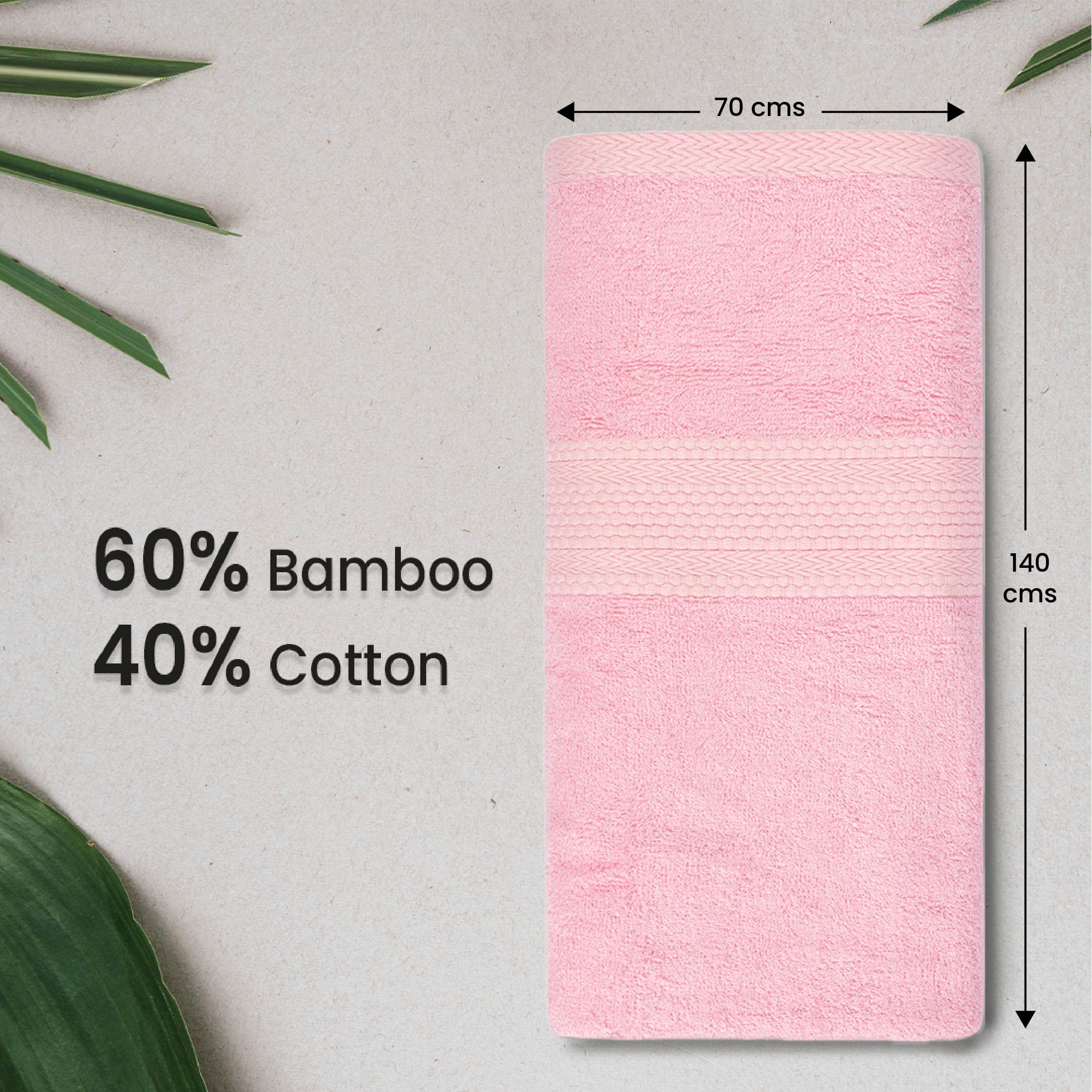 BePlush Bamboo Towels for Bath Large Size | Ultra Soft, Highly Absorbent, Quick Dry, Anti Bacterial Bamboo Bath Towel for Men & Women || 450 GSM, 27 x 55 Inches (1, Pink)