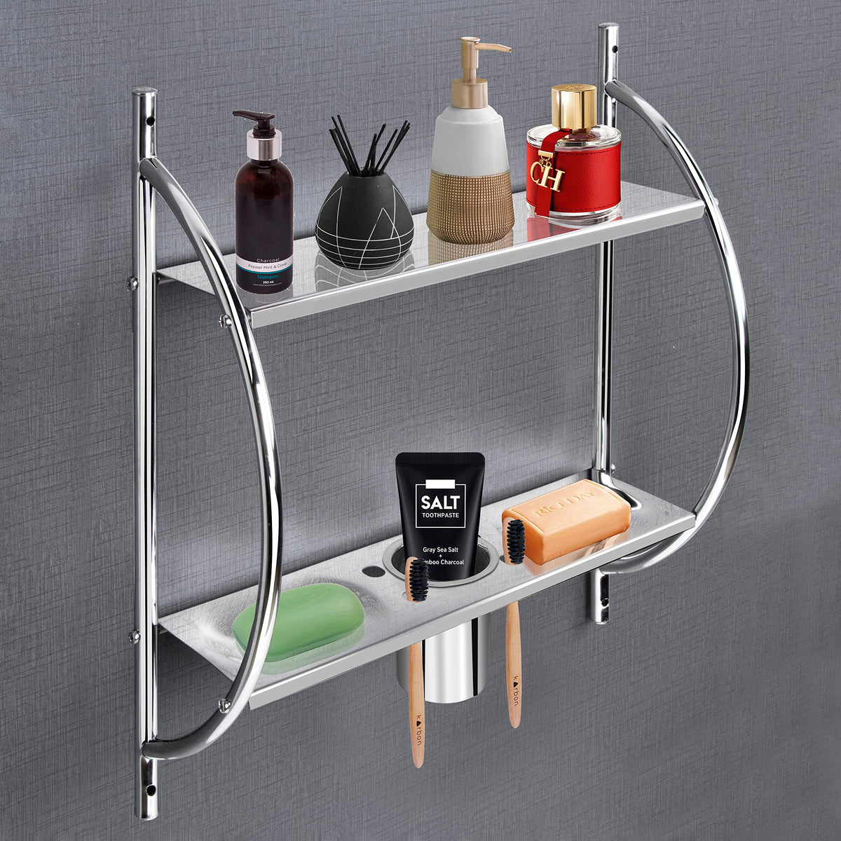 Plantex GI Steel Self-Adhesive Multipurpose Bathroom Shelf with