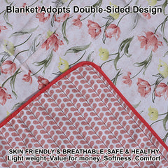 Kuber Industries Lightweight Floral Design Cotton Reversible Double Bed Dohar|AC Blanket for Home & Travelling (Red)