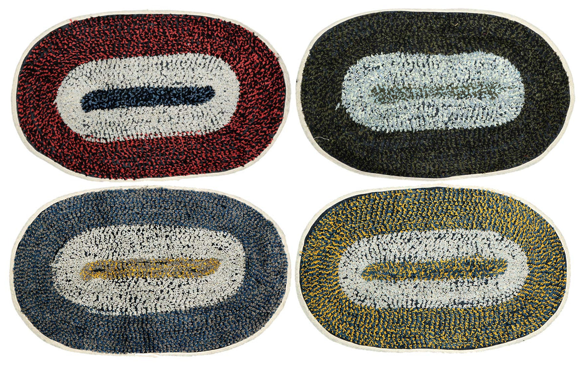 Kuber Industries Oval Design Soft Cotton 4 Pieces Door Mat (Multi)-CTKTC032493