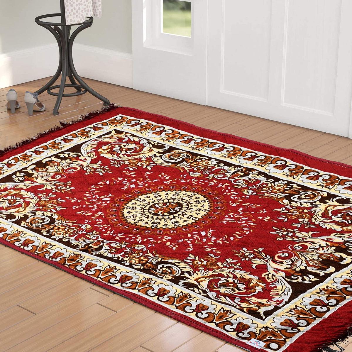 Heart Home 4 x2 Feet Superfine Velvet Carpet|Rug|Living Room|Bedroom|Hall (Maroon), (Model: HS_36_HEARTH018356)