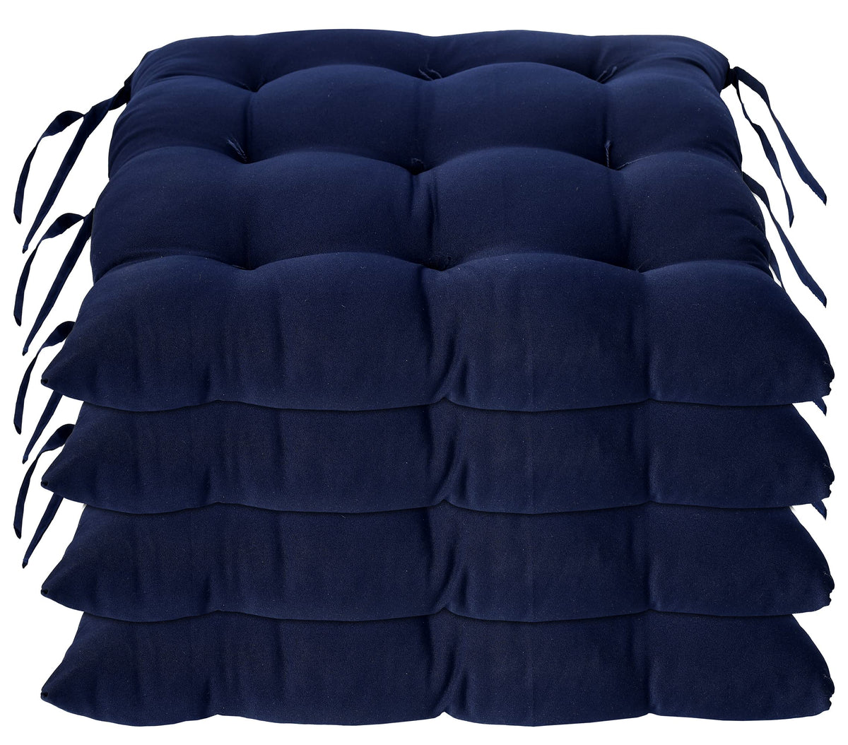 Kuber Industries Microfiber Square Chair Pad/Cushion for Office, Home or Car Sitting with Ties-Pack of 4, 18 * 18 Inch (Navy Blue), Standard (HS_37_KUBMART020855)