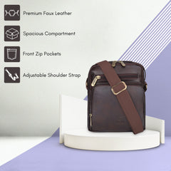 The Clownfish Bessie Series Faux Leather Messenger One Side Shoulder Bag and Sling Cross Body Travel Office Business Bag for Men and Women (Dark Brown)