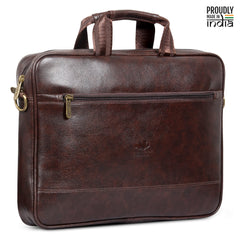 The Clownfish Biz Faux Leather 14 inch Laptop Messenger Bag Briefcase (Dark Brown)