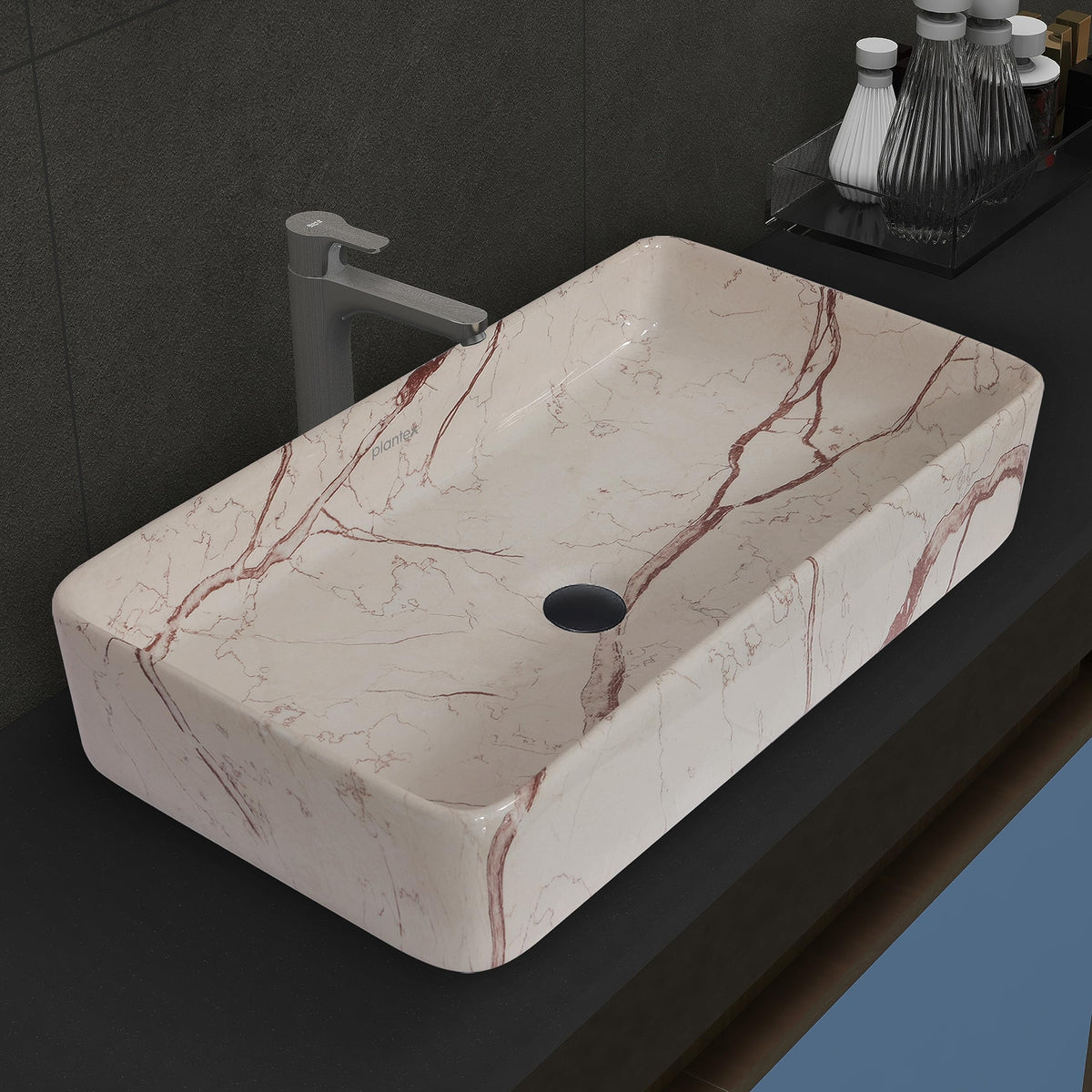 Plantex Ceramic Tabletop Washbasin/Bathroom Sink/Basin for Bathroom/Wash Basin for Restaurant, Hotel (Marble Finish)