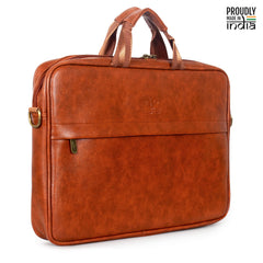 The Clownfish Noble Unisex Faux Leather 15.6 Inch Laptop Messenger Briefcase Bag (Tan)