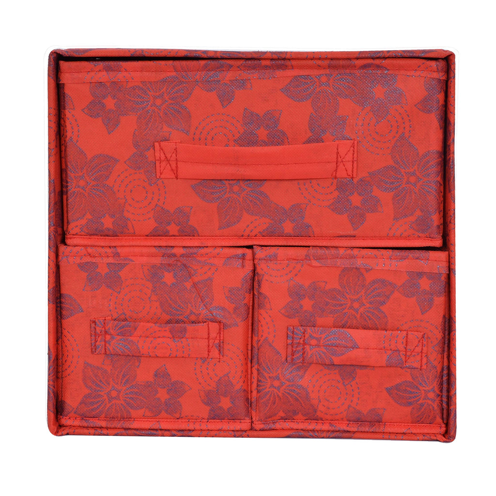 Kuber Industries Metalic Print 2 Layer 3-Drawer Foldable Drawer Units ...