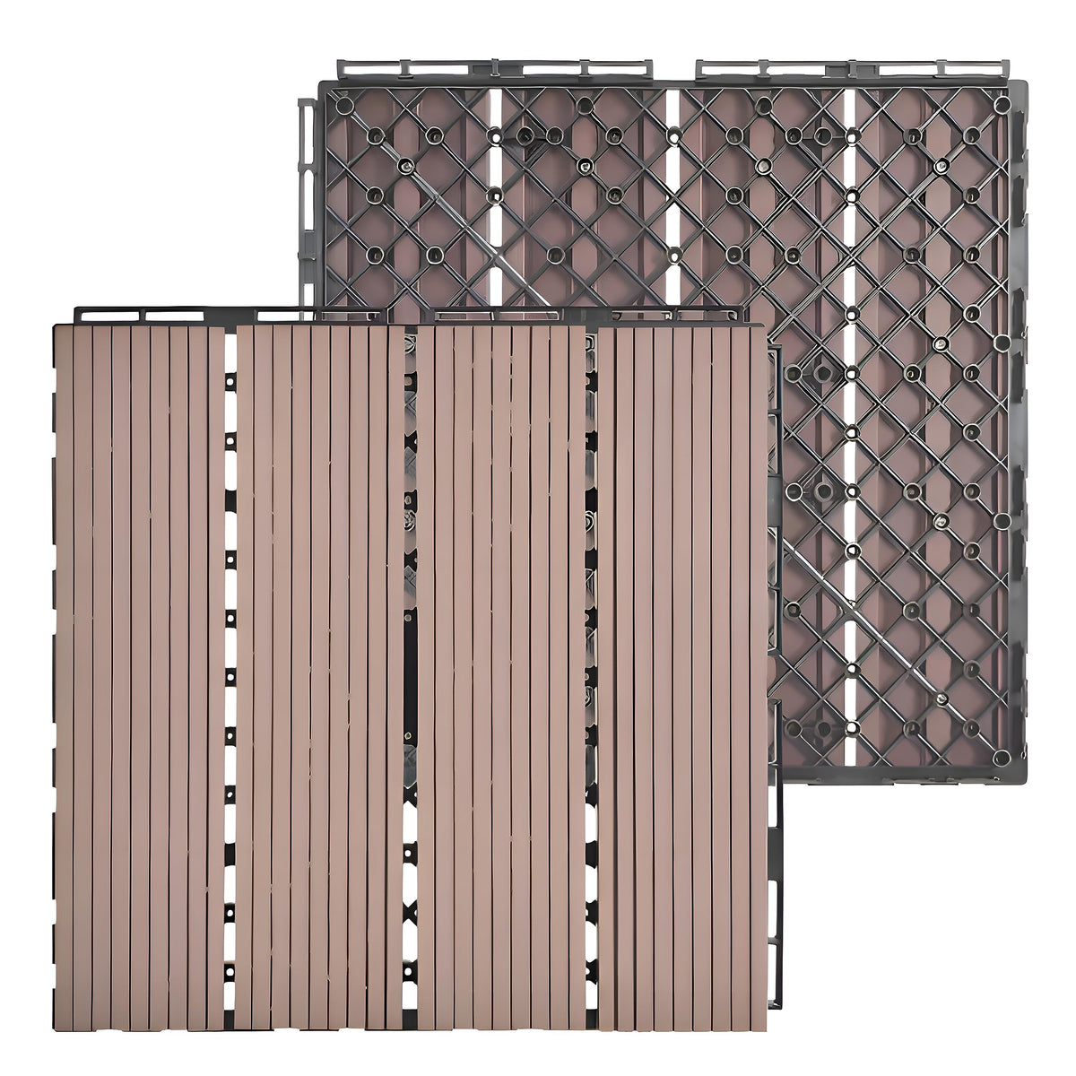 Plantex Tiles for Floor-Interlocking Wood Plastic Composite(WPC) Tiles/Garden Tile/Quick Flooring Solution for Indoor/Outdoor Deck Tile-Pack of 10 (MS)