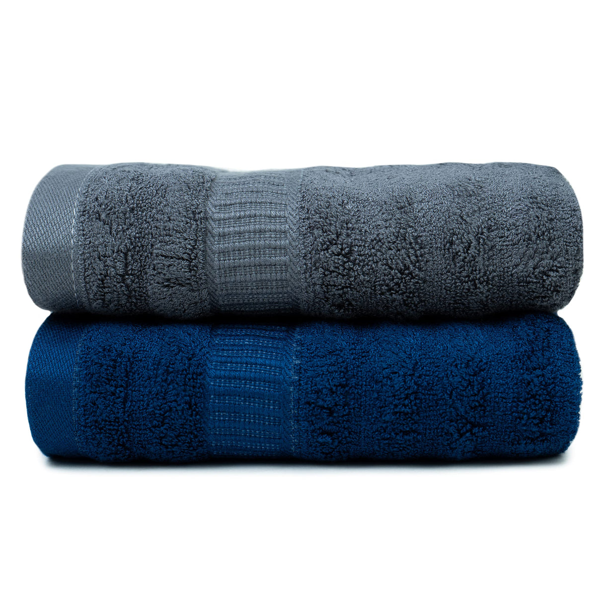 Mush 600 GSM Hand Towel Set of 2 | 100% Bamboo Hand Towel |Ultra Soft, Absorbent & Quick Dry Towel for Gym, Pool, Travel, Spa and Yoga | 29.5 x 14 Inches (Navy Blue & Grey)