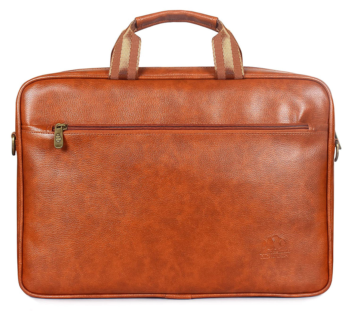 The Clownfish Faux Leather Laptop Messenger Bag Briefcase Tan