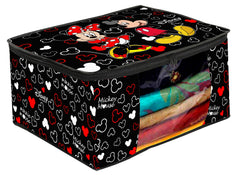 Kuber Industries Disney Mickey Print Non Woven Saree Cover|Clothes Organiser For Wardrobe | Transparent Window|Extra Large, Pack of 3 (Black) -HS_35_KUBMARTS18127