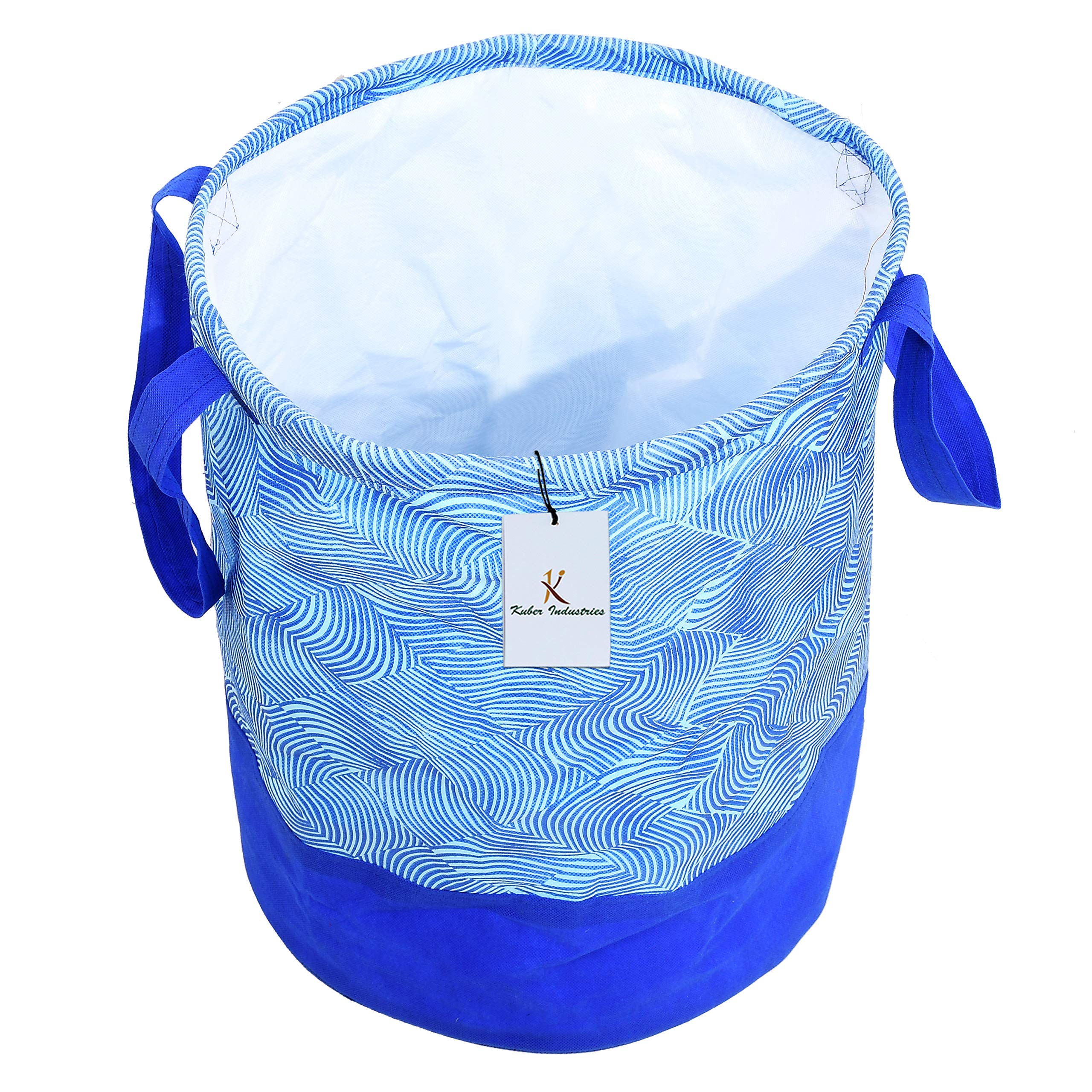 Kuber Industries Laheriya Printed Waterproof Canvas Laundry Bag|Toy Storage|Laundry Basket Organizer 45 L |Pack of 2 (Blue)