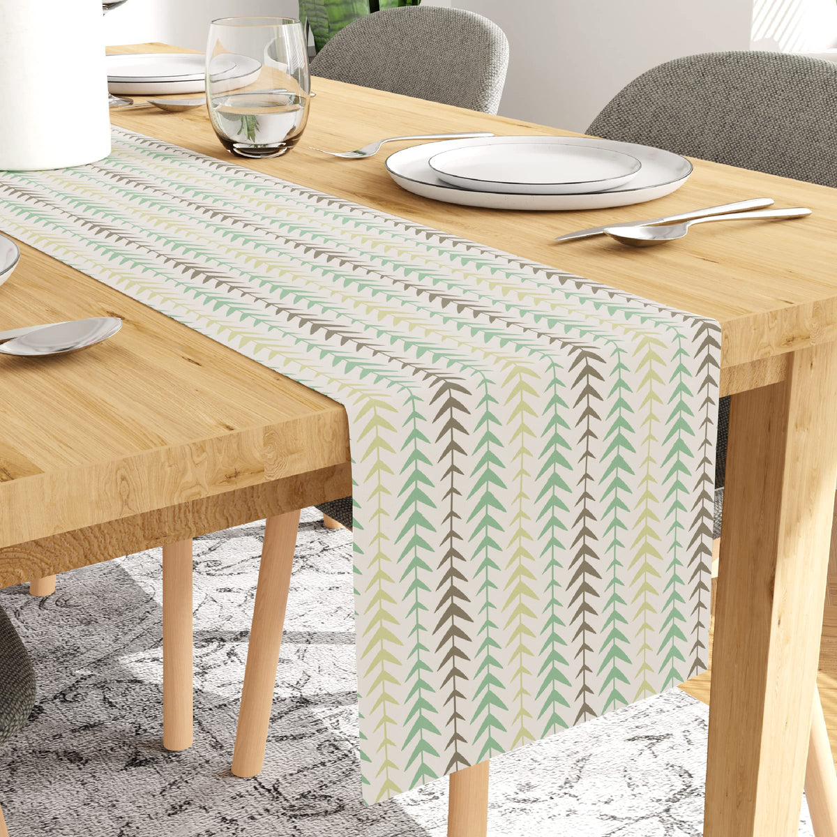 Encasa Dining Table Runner for 4 Seater - Premium Cotton - Printed - Size 13"x54" - Decorative Cloth for Centre and Coffee Table - Machine Washable- 1 Pc - Multi Arrow
