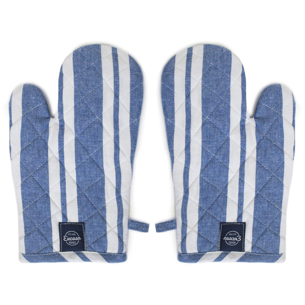Encasa Homes Extra Long 35 cm Microwave Oven Gloves Mitts (2 pcs) for Kitchen Cooking - Daisy Grey - Heat Resistant, Thick & Safe, Protection of Hands from Hot Utensils, Gas Flame, Grill, Barbecue