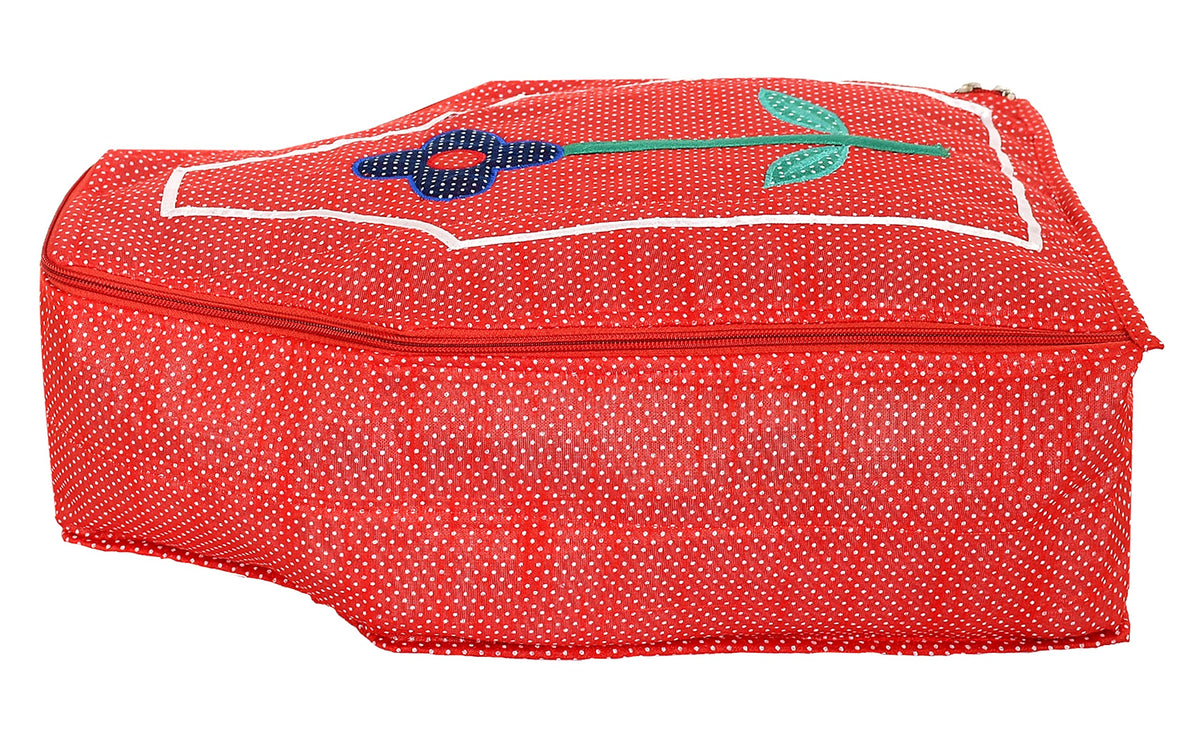 Kuber Industries Dot Printed Blouse Cover Bags|Small Garment Cover|Wardrobe Organiser For Clothes (Red)