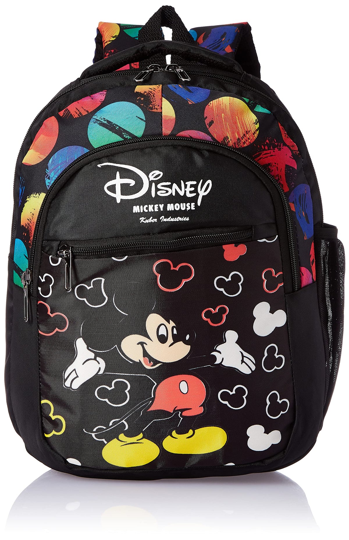 Kuber Industries Disney Mickey Mouse Print 14 Inch Waterproof Polyster School Bag/Standard Backpack For Kids (Black), 200 L