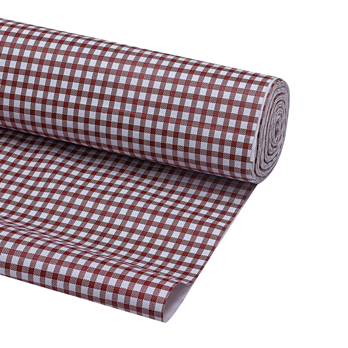 Kuber Industries PVC Wardrobe Kitchen Drawer Shelf Mat 10 Meter Roll (White & Red) -CTKTC29133