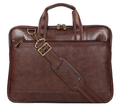 THE CLOWNFISH Vegan Leather 10 Ltrs Unisex 14 inch Formal Laptop Briefcase (Dark Brown)
