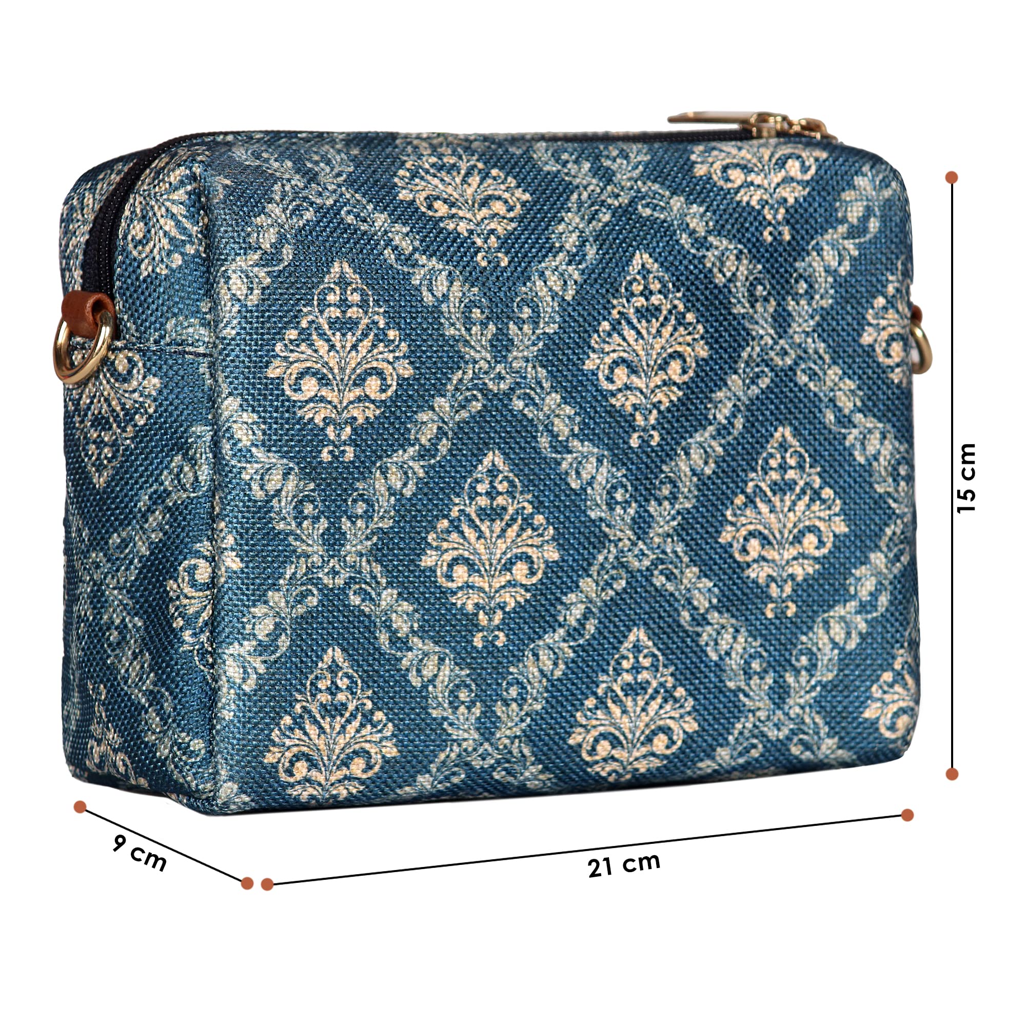 Blue faux vegan leather and fabric small crossbody purse for women – Tracey  Lipman