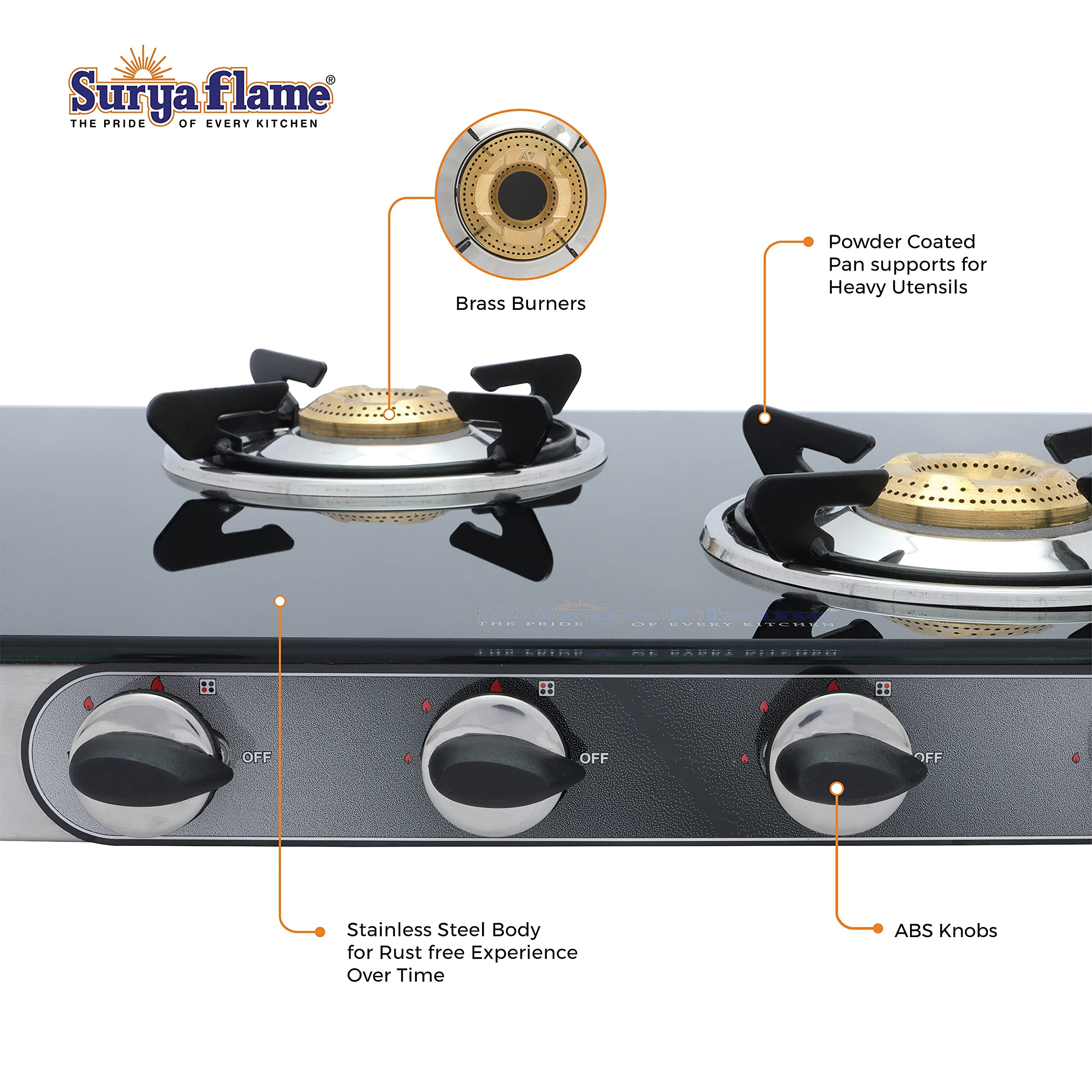 surya flame glass top gas stove