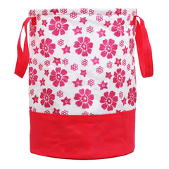 Kuber Industries Flower Printed Waterproof Canvas Laundry Bag|Toy Storage|Laundry Basket Organizer 45 L (Pink)