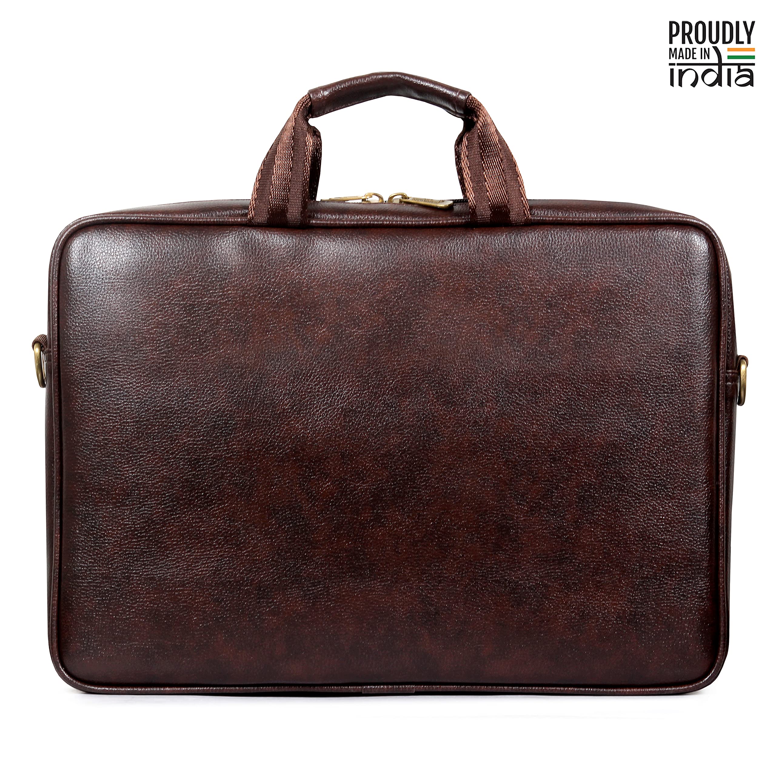 The Clownfish Biz Faux Leather 14 inch Laptop Messenger Bag Briefcase (Dark Brown)