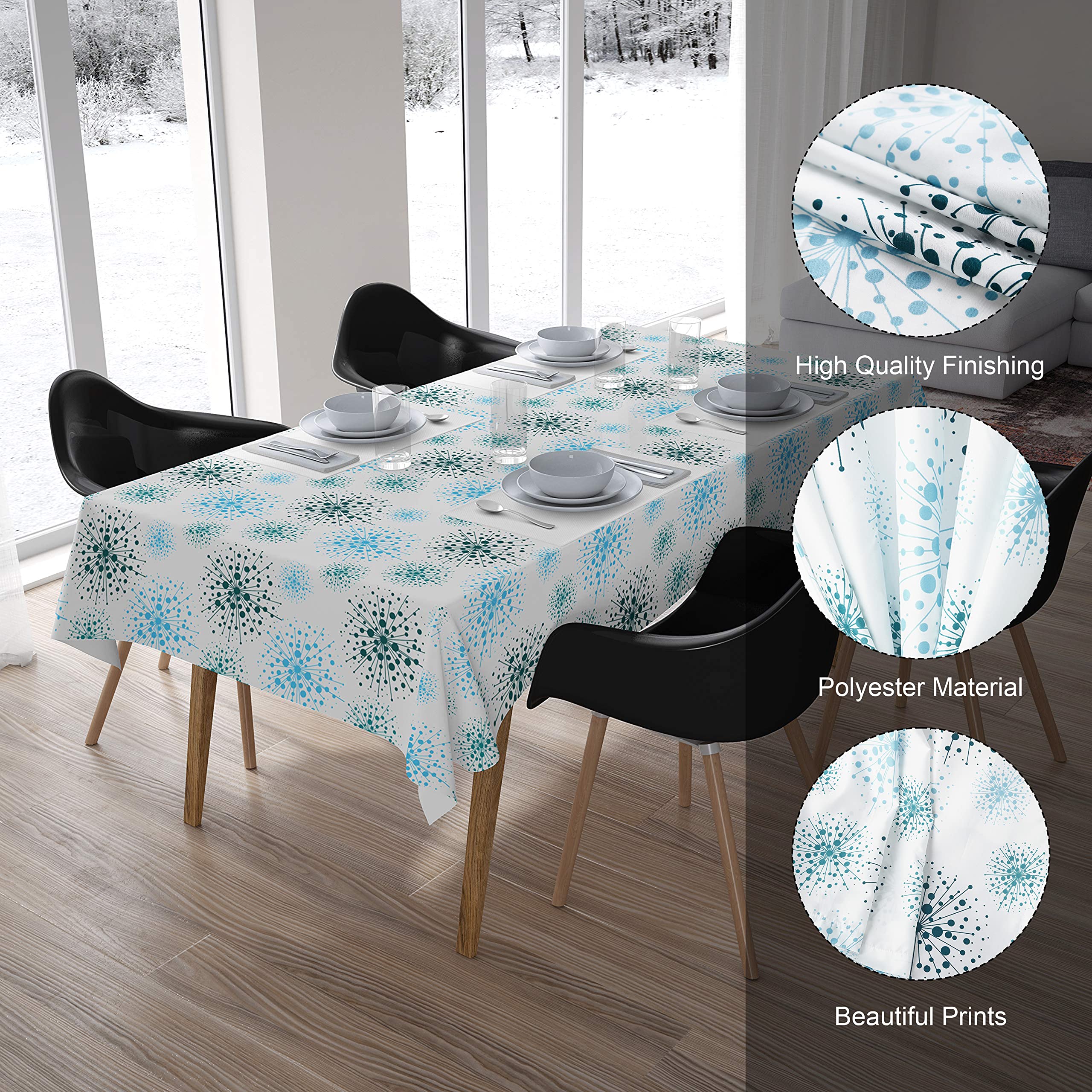 Encasa Homes Printed Table Cloth 6 ft for 4 to 6 Seater Dining Table, 100% Silky Polyester, Machine Wash to Remove Food Stains, Non-Fading, Non-Shrinking, Cheap & Durable - Blowball