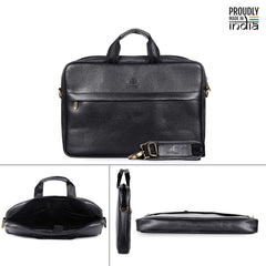 The Clownfish Noble Unisex Faux Leather 15.6 Inch Laptop Messenger Briefcase Bag (Black)
