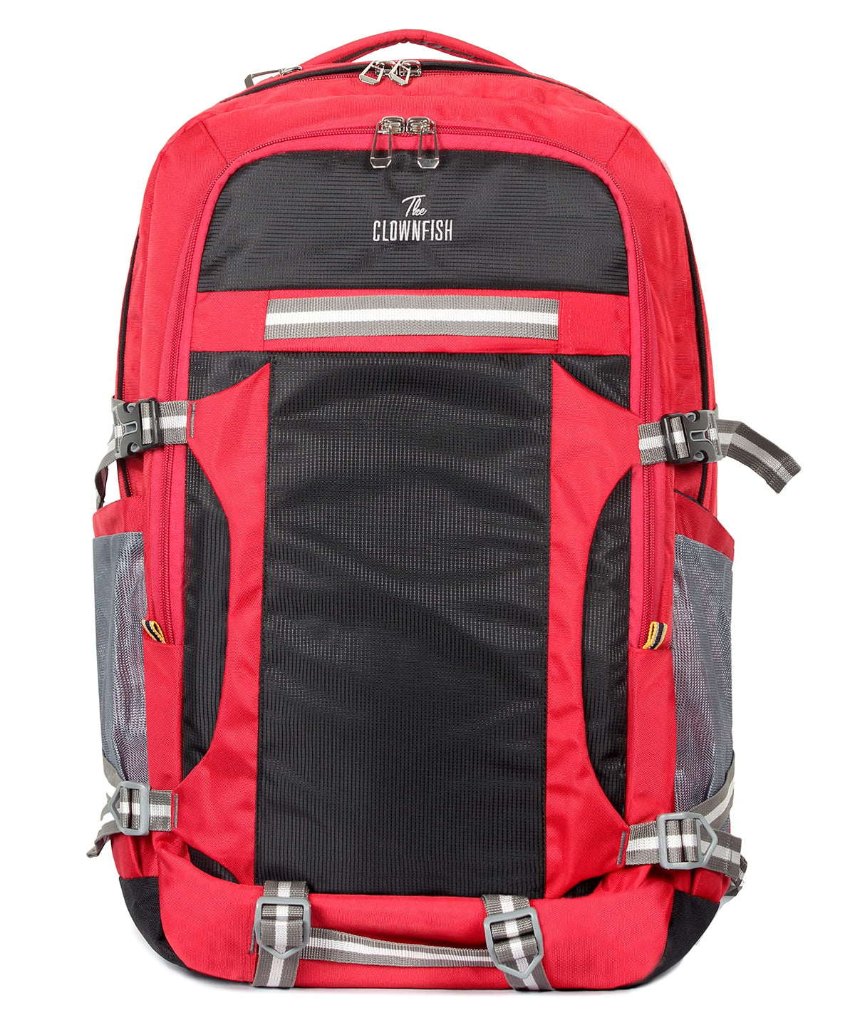 THE CLOWNFISH Mission 48 Litres Polyester Unisex Travel Backpack Rucksack for Outdoor Sports Camp Trek (Red)