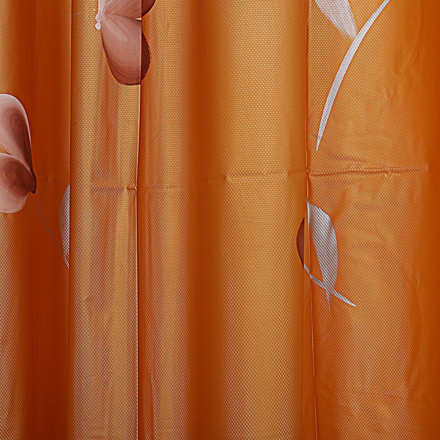 Kuber Industries Polyvinyl Chloride Leaf Design Shower Curtain with 8 Hook, Standard, Gold
