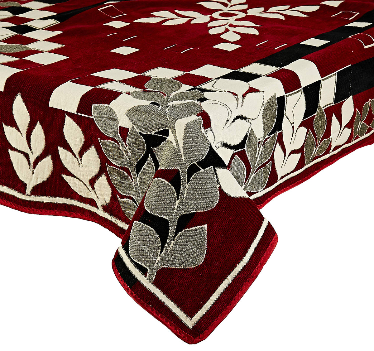 Kuber Industries Center Table Cover Maroon Cotton Fabric in Floral Design 40 * 60 Inches (C01)