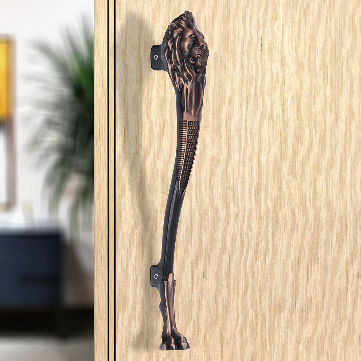 Plantex Heavy Duty Door Handle/Door & Home Decor/12-inches Lion Shape Main Door Handle/Door Pull Push Handle - Pack of 1 (283-Copper Antique Finish)