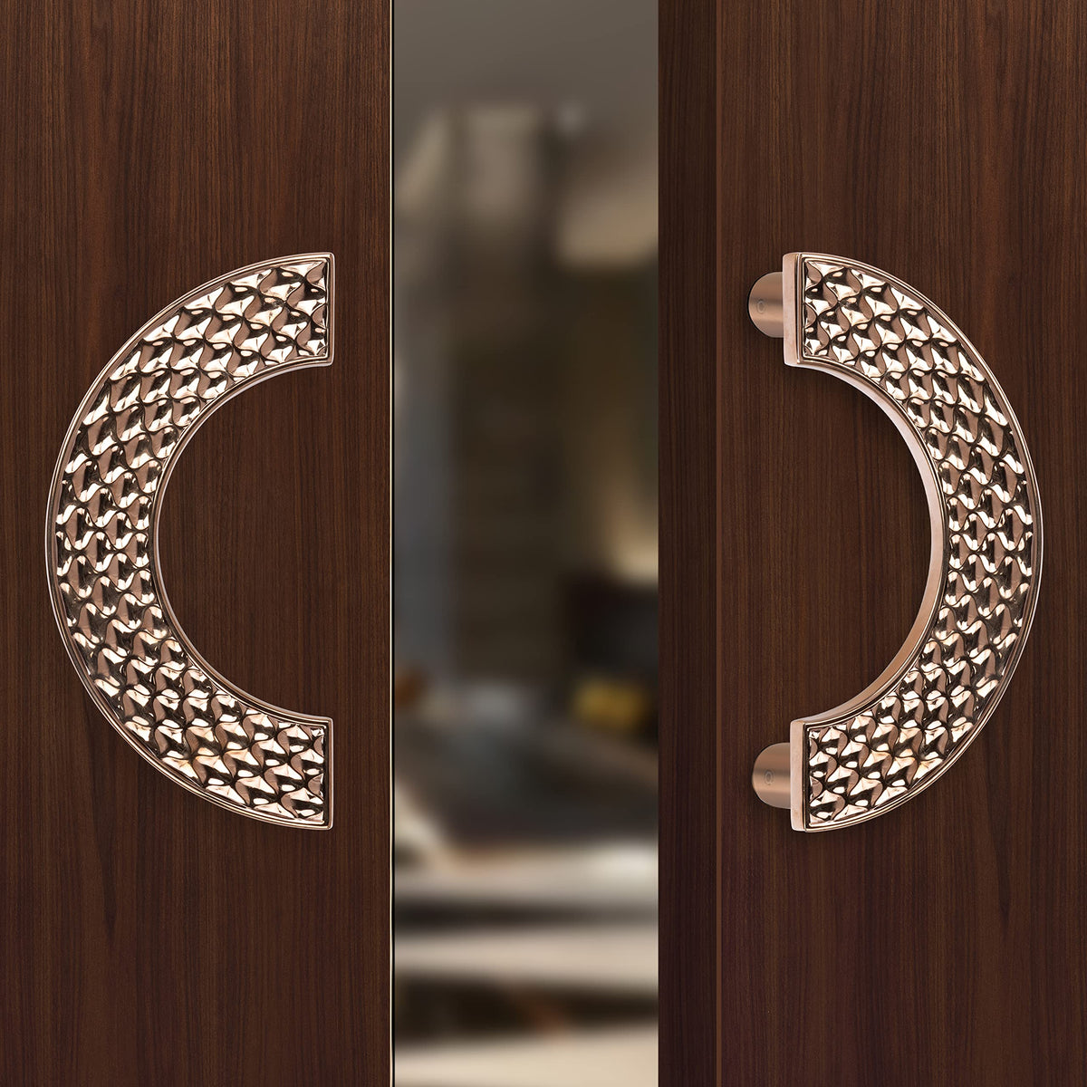 Plantex Heavy Duty Door Handle/Door & Home Decor/8-inches Round Shape Main Door Handle/Door Pull Push Handle Set (276-Rose Gold Finish)