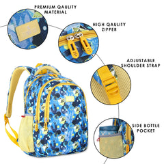 THE CLOWNFISH Scholastic Series Printed Polyester 30 L School Standard Backpack With Pencil Pouch School Bag Daypack Picnic Bag For Boys & Girls Age 8-10 Years (Royal Blue)