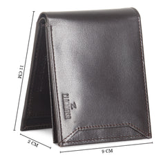The Clownfish RFID Protected Genuine Leather Bi-Fold Wallet for Men with Multiple Card Slots, Coin Pocket & ID Window (Chocolate Brown)