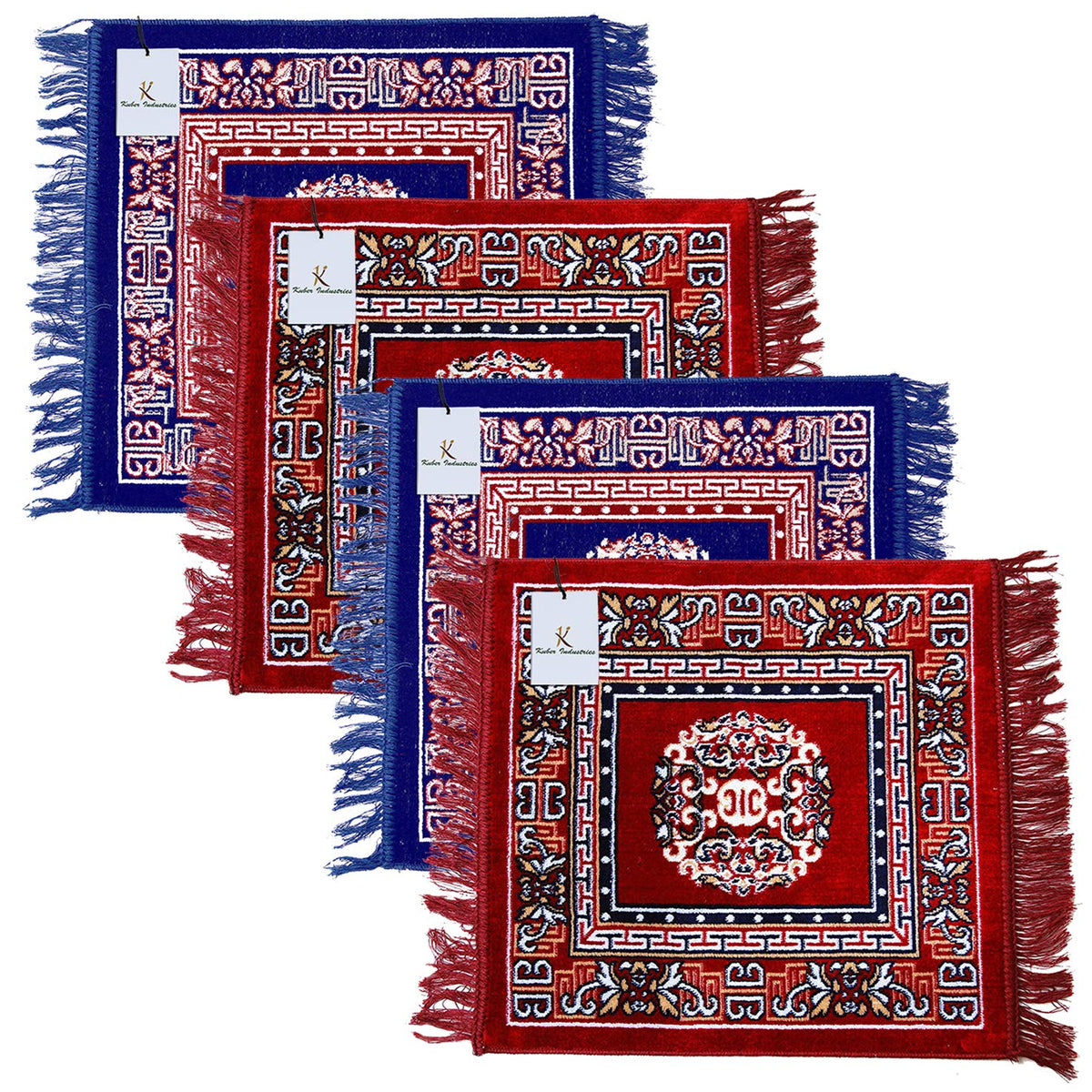 Kuber Industries Velvet Aasan/Pooja Meditation Multipurpose Velvet Rug Prayer Mat (CTKTC33983, Standard, Sky Blue & Maroon, 2x2 ft), 4 Pieces